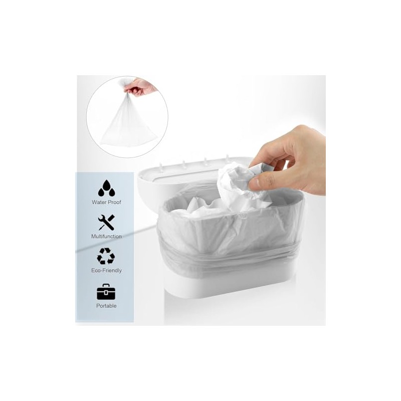2Pcs Cubo de Basura para Coche con Tapa,Mini Blanco Bote