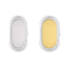 Dudu N Girlie Moses Basket Sheets Fully Fitted – 75 x 30 Moses Basket Bedding - Hypoallergenic Baby Pram Sheets Bedding Elasticated Breathable Easy Care (Pack of 2, White & Yellow)