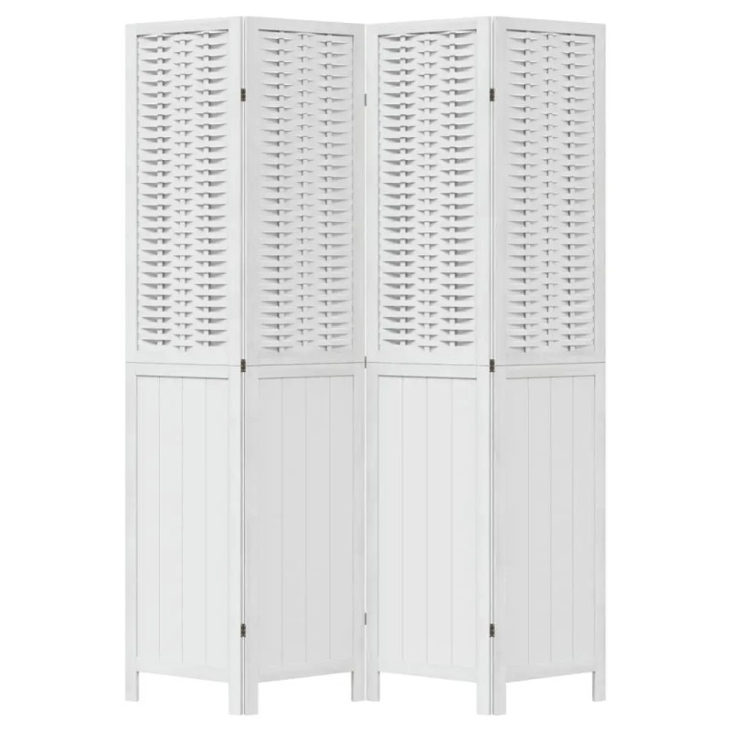 Solid White Wood Paulownia 4-Panel Screen & Room Divider Model