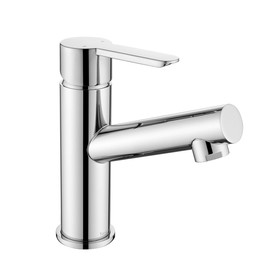 Tondiy Washbasin Tap, Bathroom Mixer Tap, Single Lever Mixer Tap with Spout, Height 87 mm, Stainless Steel Bathroom Tap with Water Saving, Chrome