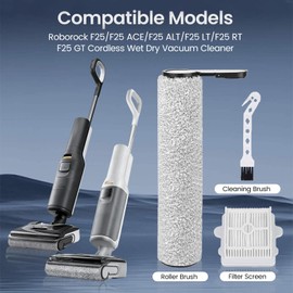 Chrostion F25 Brush Replacement Compatible with Roborock F25 GT, F25 Ultra, F25 ACE/ F25 ALT/ F25 LT/ F25 RT Cordless Vacuum Cleaner,2 Roller Brushes+4 HEPA Filters+1 Cleaning Tool