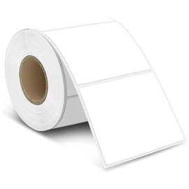 2" x 2" White Square Thermal Label Stickers: 500/Roll Self-Adhesive Direct Thermal Labels for Label Printers