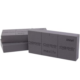 3 x Original Oasis® Black Ideal maxlife Floral Foam for Longer Shelf Life for Fresh Flowers - 23 x 11 x 7.5 cm - Flower Black - Wet Foam Wedding Birthday Church Brick Mould