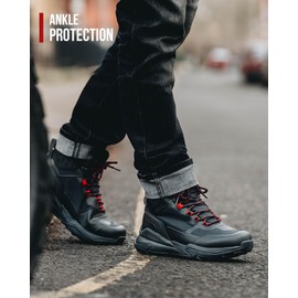 IRON JIA'S Motorcycle Shoes for Men, Waterproof Anti-Slip Breathable Street Casual Motorcycle Riding Boots with Lace Garage, Ankle Support, Shift Pads 9
