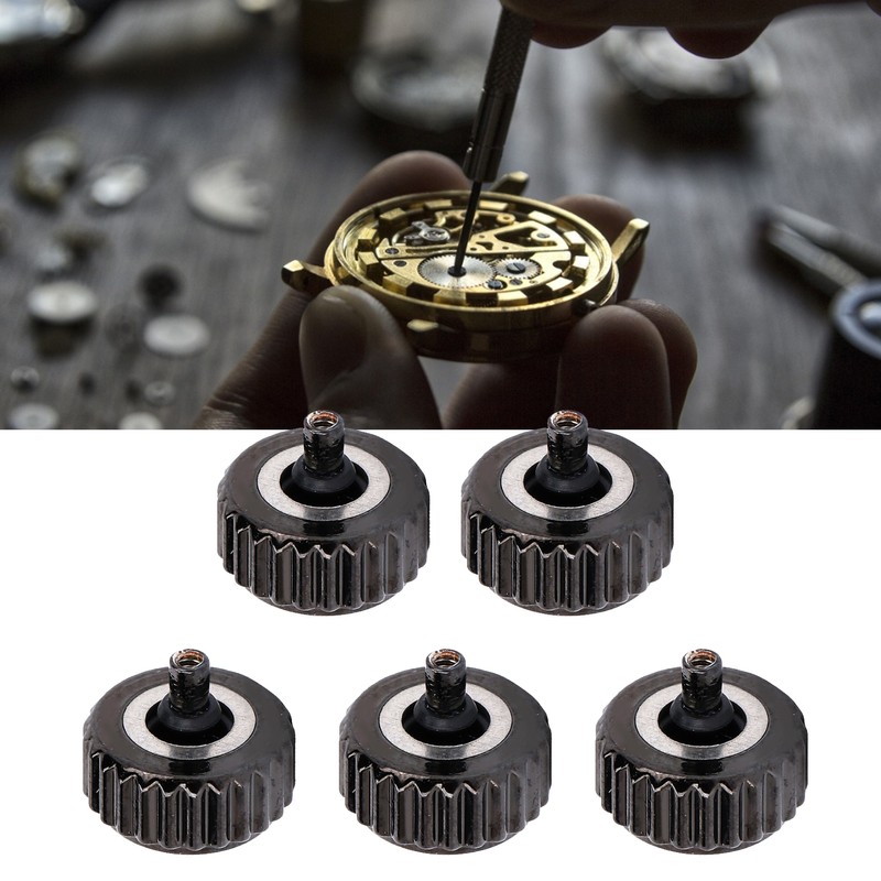 5pcs Steel Watch Crown Watch Head Watchmaker Repairing Parts Replacement