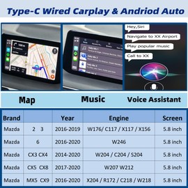 Dasbecan TK78-66-9U0C Type-C Mazda Apple Carplay Android Auto Retrofit Kit Compatible with Mazda 2 3 6 CX3 CX5 CX9 MX5 2014-2020 Adapter Interface Port 00008FZ34 MZD Connect System Upgraded P2.1