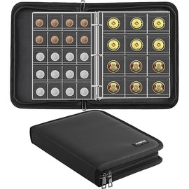 Coin Collection Book for Collector,260 Pockets Fireproof Coin Collection Holder Album,Coin Collection Organizer Storage Box Case Album for 20/25/ 27/30/ 38mm Coins,Black