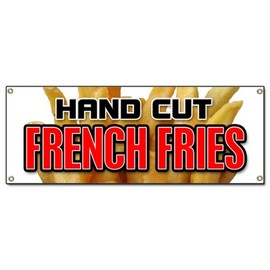 72" Hand Cut French Fries Banner Sign Chips Idaho Crispy Onion Rings frys hot Fresh