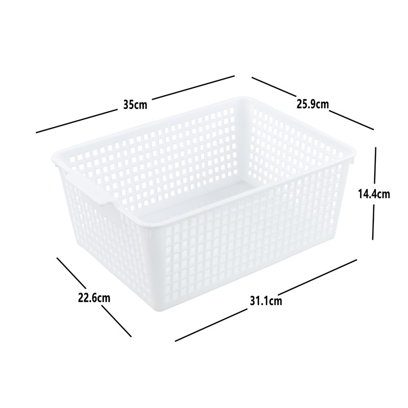 Obstnny 4 Pack Plastic Woven Storage Baskets, White Kitchen Cupboard