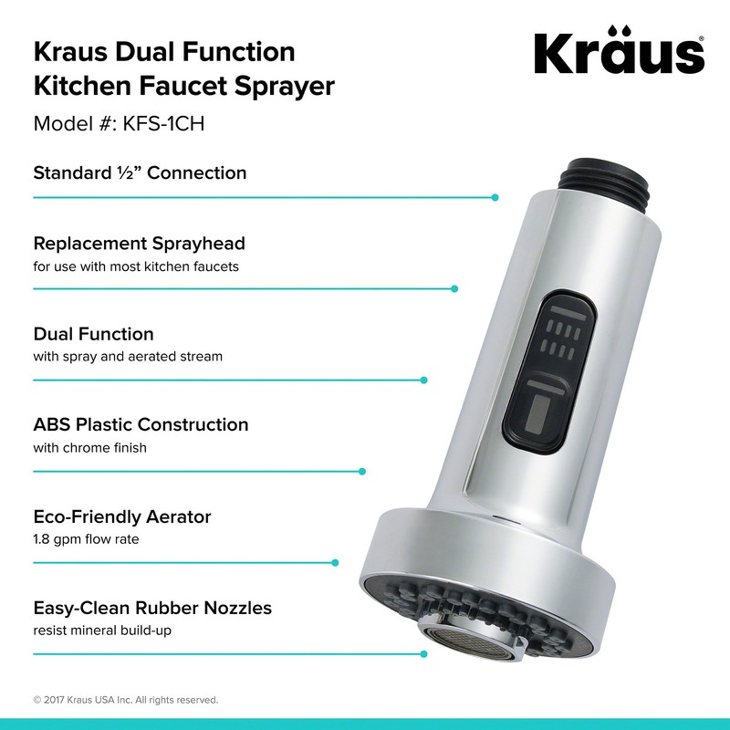 Kraus KFS-1CH Dual Function Kitchen Faucet Sprayer, Chrome