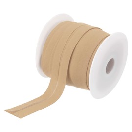 MECCANIXITY 1 Inch Single Fold Bias Tape Polyester Continuous Bulk Bias Tape for Sewing, Seaming Quilting Hemming Binding Crafts (Khaki 25 Yards)