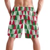 visesunny Green and Red Christmas Tree Pattern Men's Swimtrunks Quick