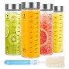 Luxgola 20oz Reusable Glass Juice Bottles with Lids, Wide Mouth,
