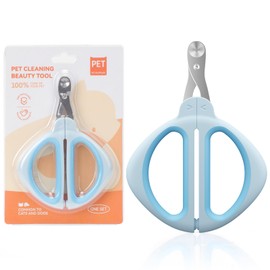 Tecfino Cat Nail Clipper, Cat Nail Trimmer with Positioning Round Hole, Sharp Non-Slip Handle Cat Claw Clipper, Safe Indoor Cat Nail Clipper, Pet Nail Clipper for Cats, Puppies and More Animals - Blue
