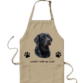 Best of Breed Black Labrador Cookin' Aprons Full Length Bib Apron with Adjustable Neck with Pockets Size 32" L x 30" W