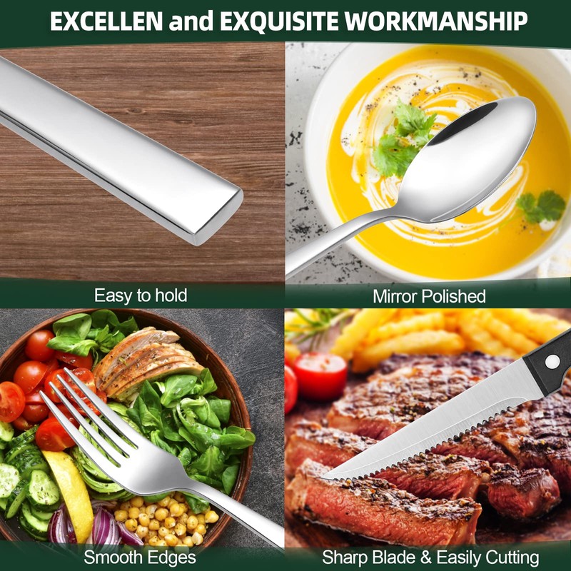 48-Piece Silverware Set, CEKEE Stainless Steel Flatware Set for 8