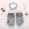 Children's double knitted gloves, mittens made of wool, plush winter