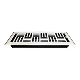 Empire Register Co, Vent Cover - 4x12 inch, Art Nouveau Design, Brushed Nickel Finish, Heavy Duty Floor Vent Covers, Metal Damper Attached. Vent Covers for Home Floor only.