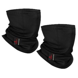 LANLFY 2PACK FR Face Mask for Men CAT/HRC2 Flame Resistant Neck Gaiter Covering 100% Cotton Arc Flash Welding Shield Protector 12CAL Work Gear Black