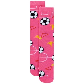 Kids Soccer Socks Toddler Youth Pattern Cotton Knee High Softball Baseball Socks for Boys Girls Pink Soccer 6-9 Years