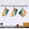 Orange Teal Marble Oven Mitts and Pot Holders Sets of