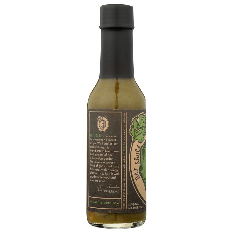 Green Belly Hot Sauce: uses Cilantro, Habanero, Garlic & Organic
