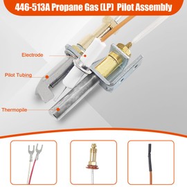 Zhenx 446-513A Propane Gas (LP) Pilot Assembly Kit for Heat-N-Glo Gas Fireplaces and Log Sets, Repacement for Old Heat N Glo SL2000, 4000, 5000, 6000 Model, SRV446-513A