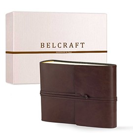 BELCRAFT MADE IN ITALY - Vietri Medium Recycled Leather Photo Album, Memory Photo Album, Scrapbook, Picture Album 6x4, A5 (16x21 cm) Brown