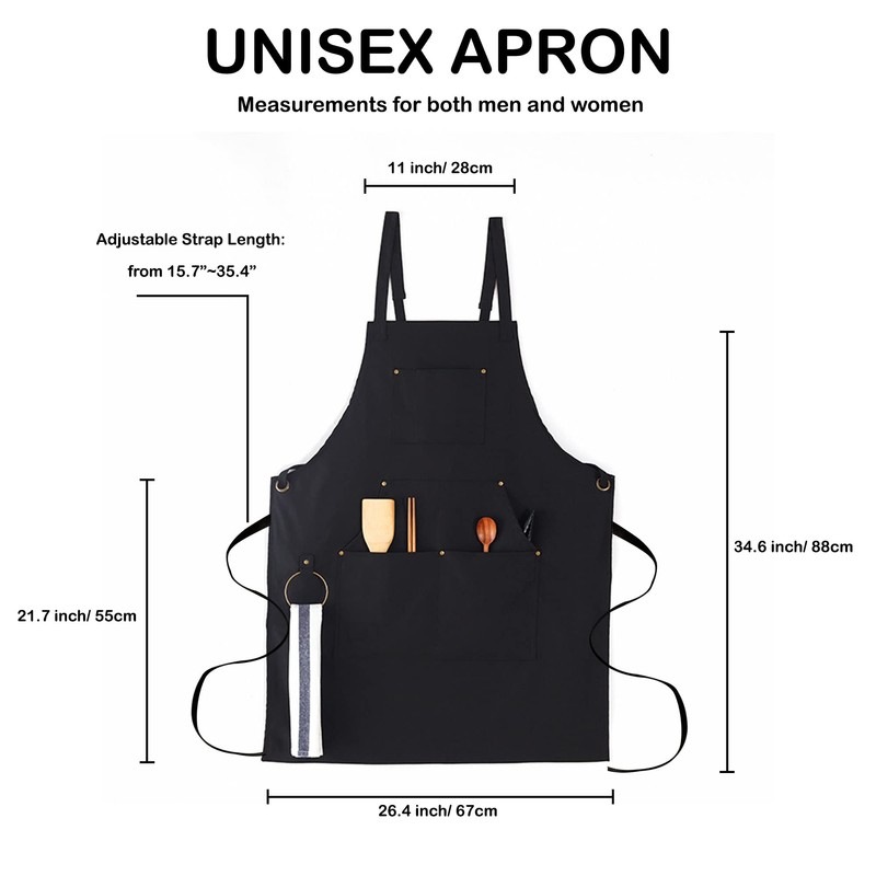 Muulaii Canvas Chef Apron, Cross Back Apron for Men Women