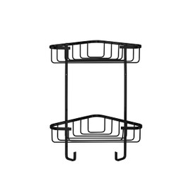 Croydex Rust Free Screw to Wall Two Tier Corner Basket Black
