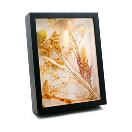 CiciIng 3D Picture Frame for Filling, 14.5 x 19.5 cm, Wooden Picture Frame with Transparent Acrylic Plate, Object Frame Deeper for Photo Flowers Memorabilia DIY Artworks (Black)