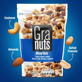 Granuts Mixed Nuts Family Pack | Almonds, Peanuts & Cashews | Healthy + High Protein | Perfectly Salted | Crunchy + Soft Textures | Gluten-Free | 7.05 Oz (Pack of 1)
