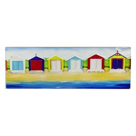 Old Tupton Ware Wall Hanging Art Tile (10 x 30 cm) - Beach Huts
