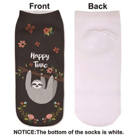 Benefeet Sox Cute Sloth Socks Ankle Funny 3D Print Sloth Socks for Girls Womens Novelty Animal Cotton Casual Short Sock Low Cut Liners 6 Pack