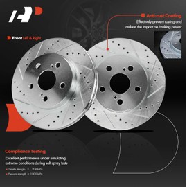 A-Premium 10.04 inch (255mm) Front Drilled and Slotted Disc Brake Rotors Compatible with Select Toyota Models - Corolla 2020/2022-2023, Prius 2016-2022, Prius Prime 2017-2019, Prius AWD-e, 2-PC Set