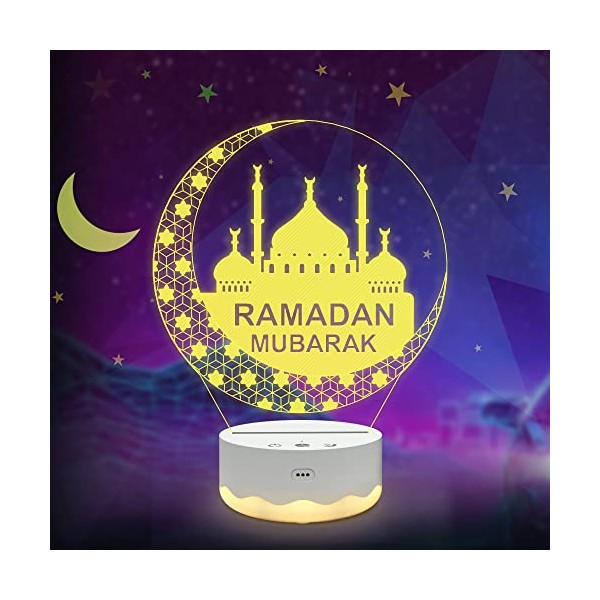 Ramadan Mubarak Deacoration, Islam Eid Ramadan Light LED with Remote 16 Color Flashing, Ramadan Gifts for Home Bedroom Decor Believers Family Friends Muslims (Pattern 2)