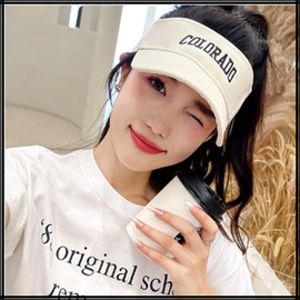 White Fang CA974 Visor, Sun Visor, Hat, Simple, Sunshade, Logo, One Color, Brim, Women's, Men's, Black