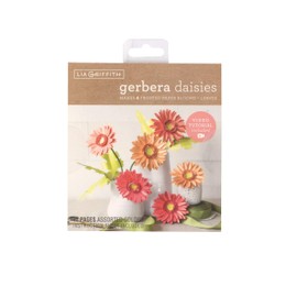 Lia Griffith Frosted Paper Blooms, Gerbera Daisies, 6" x 6.5", Assorted, 17 Pages, Colors May Vary Count
