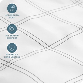 Bare Home Fitted Bottom Sheet Twin XL Size - Premium 1800 Microfiber - Ultra-Soft Hotel Luxury - Deep Pocket - Durable and Long Lasting (Twin XL, Modern Plaid - White/Grey)