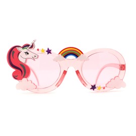 Womens Unicorn Rainbow Cloud Mod Oval Plastic Sunglasses Pink