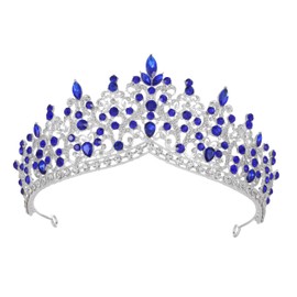 Kamirola Wedding Crystal Tiaras and Crowns for Women, Bride Royal Queen Headband Princess Quinceanera Headpieces for Birthday Prom Pageant Party (Silver Blue)
