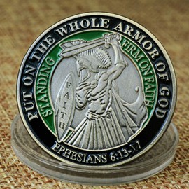Put On The Whole Armor of God EPHE 6:13-17 Enamel 3D Challenge Coin Collector's Medallion