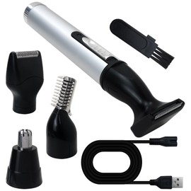 Men's 4-in-1 Electric Shaver Set - USB Rechargeable Beard, Nose, Ear & Eyebrow Trimmer, Quiet & Painless Hair Clipper with Precision Blades, Multifunctional Grooming Kit for Men & Women
