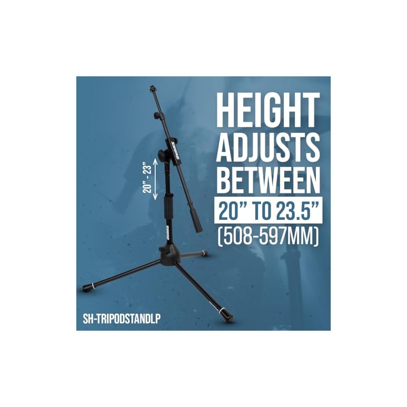 Shure by Gator Low-Profile Tripod Mic Stand with Adjustable Height