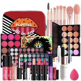 Kit de Maquillaje para Mujer, Set de Maquillaje para Mujer, 24 Piezas con Paleta de Sombras, Lápiz de Cejas, Máscara, Rubor, Base, Corrector y Labios, Juego de Brochas de Maquillaje, Ideal para Regalo