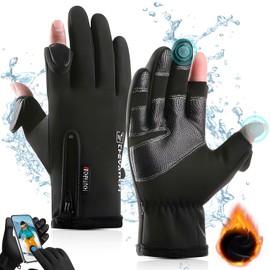 Guantes para Frio Hombre y Mujer，Guantes Termicos para Pantalla Táctil Impermeables Antideslizantes ,Guantes para Motociclista Piel para Senderismo , Ciclismo,motos de nieve,Esquí , Escalada ect