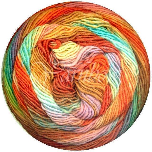 Lang Yarns ::Mille Color Sock & Lace #54:: yarn Orange-Yellow-Nut-Aqua-Lilac