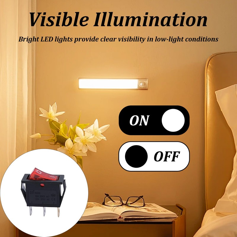AUXBC 6Pcs Red Light Illuminated Rocker Switch, SPST On-Off Toggle