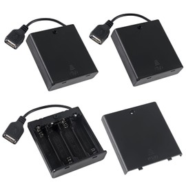 Coliao 3pcs 4 AA Battery Holder USB Female Socket 4 AA Battery Case Box Holder with Cover and On/Off Switch