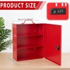 First Aid Cabinet with Combination Lock & Key 3 Shelf,Red